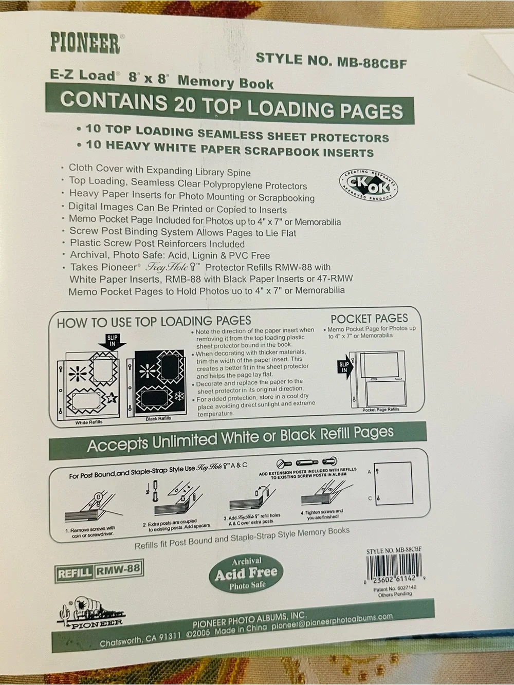 Pioneer E-Z Load Green Memory Book 8